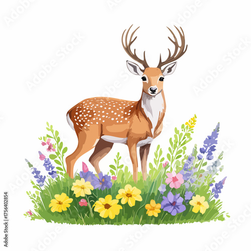 Reh auf bunter Wiese