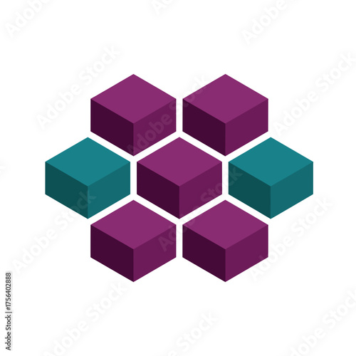 Biomaterial Block Flat Icon, Engineered Polymer