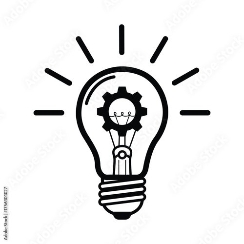 Light bulb with gear inside representing idea generation, innovation, and problemsolving concepts
