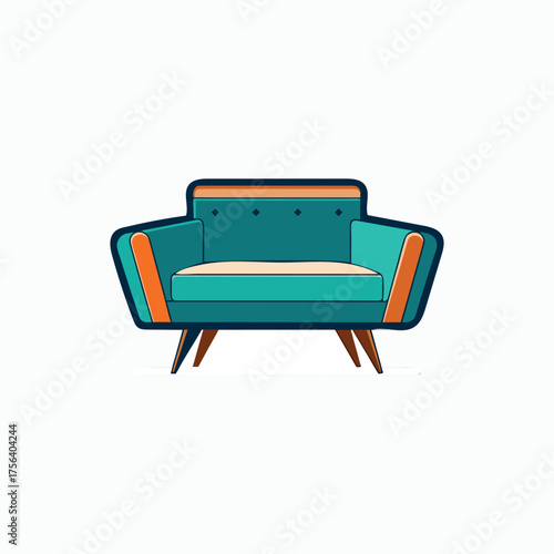 Modern Retro Armchair Illustration

Mid-Century Modern Sofa Vector Design

Stylish Blue Couch Icon Isolated on White Background

Minimalist Furniture Concept — Retro Sofa Design

Colorful Vintage Armc