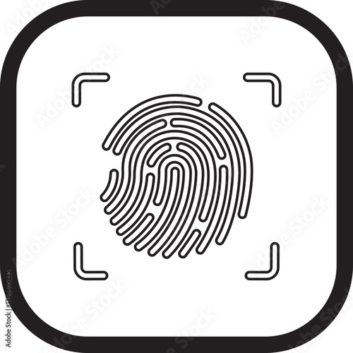 Fingerprint scan icon in Black line style vector biometric security symbol bundle with identity, touch ID, login and authentication synonyms