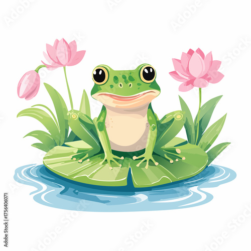 Frosch auf Seerosenblatt