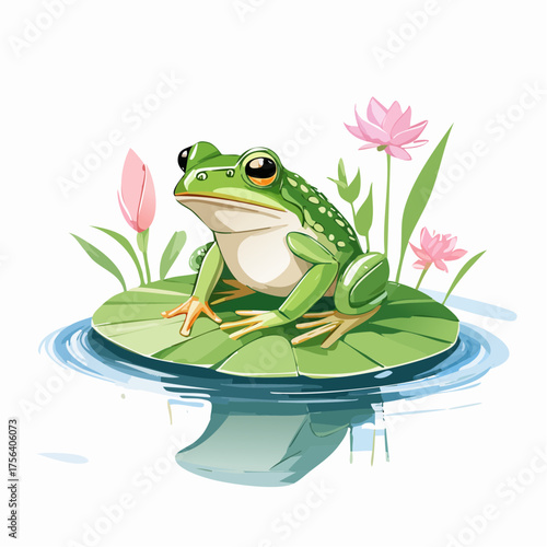 Frosch auf Seerosenblatt