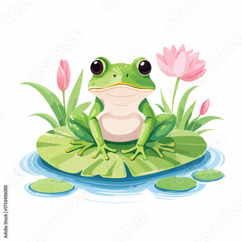 Frosch auf Seerosenblatt