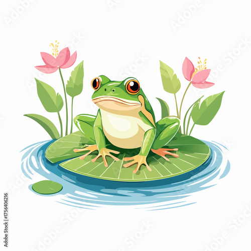 Frosch auf Seerosenblatt