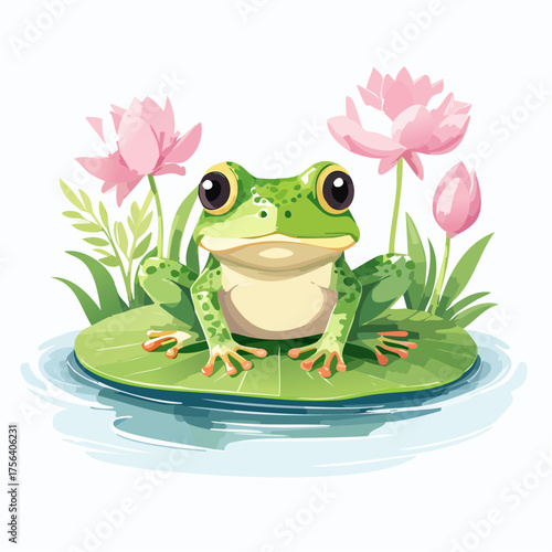 Frosch auf Seerosenblatt