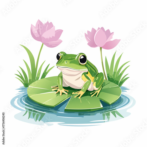 Frosch auf Seerosenblatt