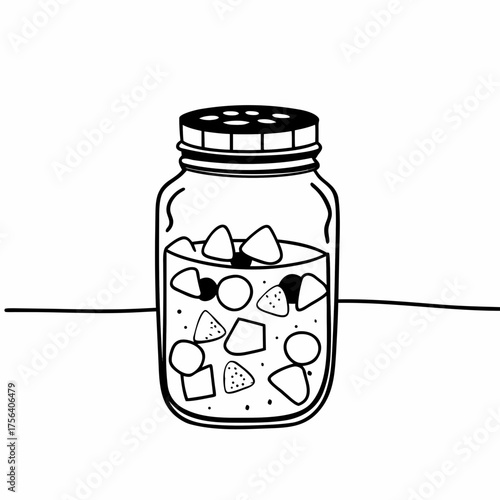 glass jar of preserved peas