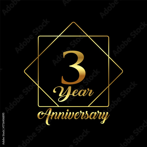 3 Year Anniversary wedding wish lettering text vector illustration.