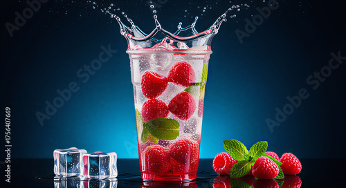 sparkling cocktail with strawberry and lime