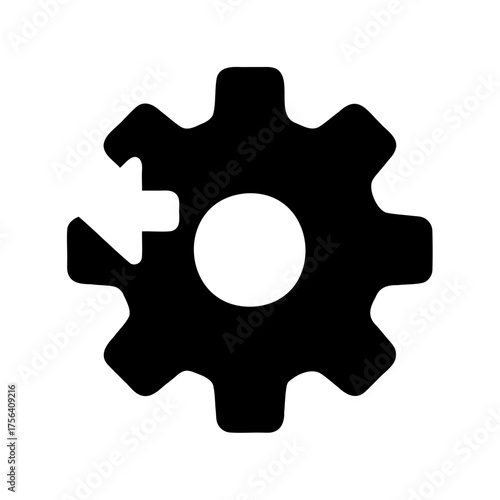 Cogwheel symbol with an arrow rotating counterclockwise, representing reset or refresh process