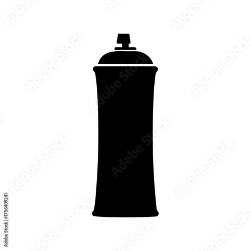 Simple black silhouette of aerosol spray can over white background isolated