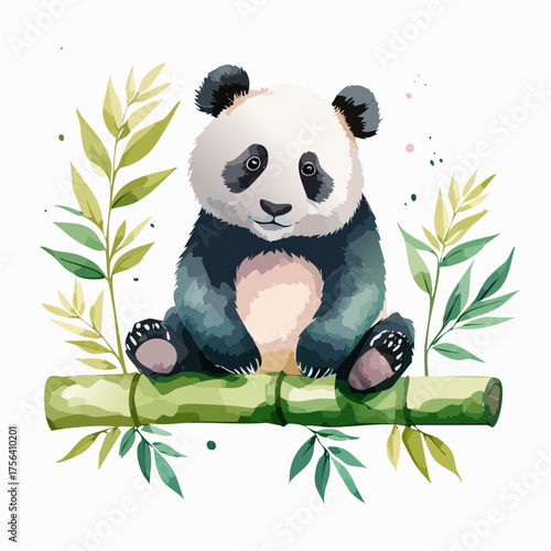 Panda auf Bambus