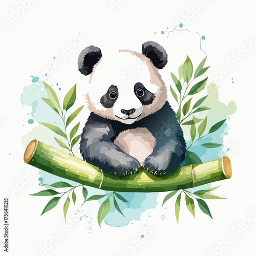Panda auf Bambus