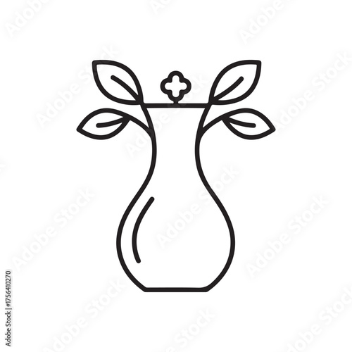 Vase icon. Outline illustration of vase vector icon for web. Flower top Outline Vector Illustration. vases icon line, Antique vase icon symbol vector illustration isolated on white background.
