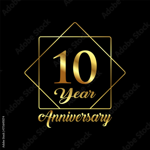 10 Year Anniversary wedding wish lettering text vector illustration.