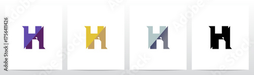 Slash Cut Slice Divides Letter Initial Logo Design H