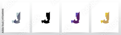 Slash Cut Slice Divides Letter Initial Logo Design J