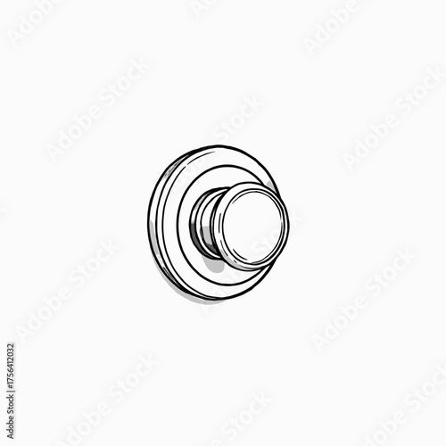 Simple line drawing of a door knob on a white background  