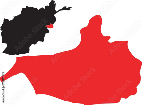 Afghanistan map showing Nangarhar province outline in vector form