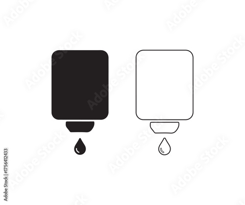 Minimal soap dispenser set with water drop symbol