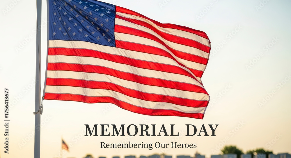 Obraz premium American flag waving on Memorial Day.