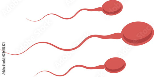 Illustration of sperm cells swimming isolated on white background