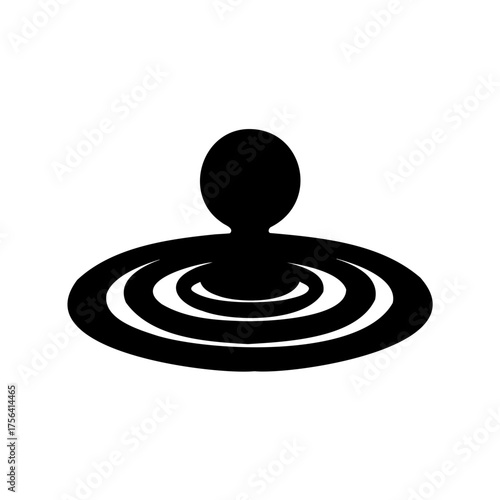 Abstract Black and White Image of a Figure and Circular Waves Pattern