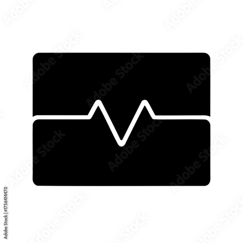 Black silhouette of a heart rate monitor symbol displaying vitality signs