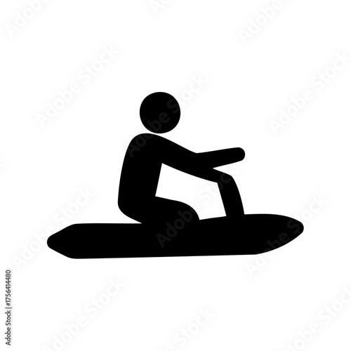 Silhouette graphic of a person riding on a jet ski on water