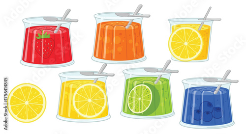 Vibrant Fruity Jellies Arrayed in Cartoon Style, Perfect for Dessert