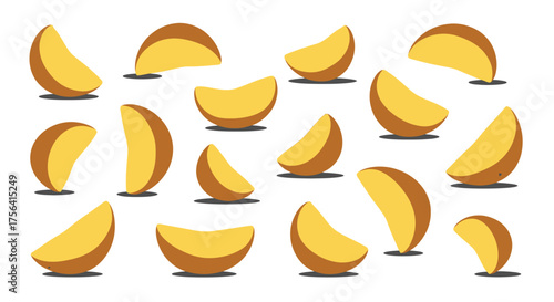 Crispy potato wedges assortment vector graphic illustration style design