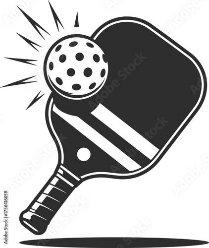 Pickleball Paddle and Ball Vector Illustration.