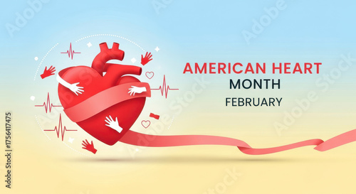 Illustration for American Heart Month in February