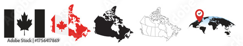 Canada map collection featuring geographic outlines and administrative regions, ideal for travel, business, or academic visuals.
