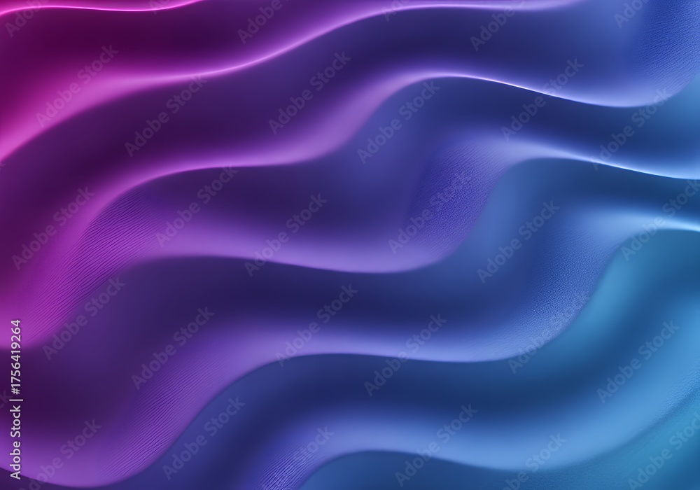 Obraz premium Abstract image of smooth, flowing waves blending from pink to blue, creating a calming and serene gradient with a soft, undulating texture.