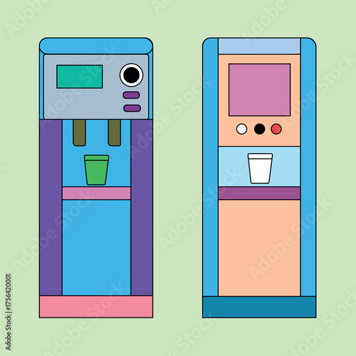 Office water and coffee dispenser illustration