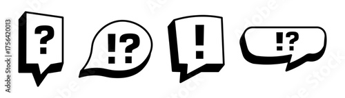 Punctuation chat bubbles :question mark, exclamation, interrobang.Vector