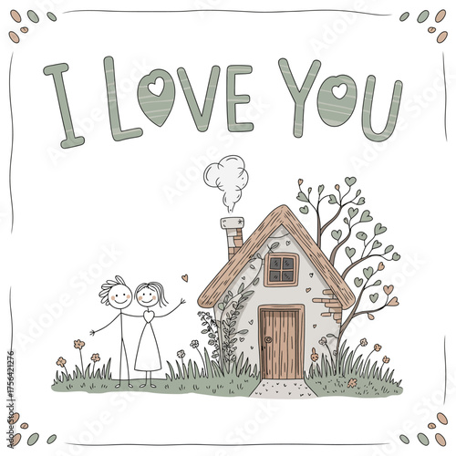 I Love You Home: An idyllic depiction of a home, symbolizing love and togetherness, with an I Love You message adorning the image. Embracing the essence of romance, affection, and emotional bonding.