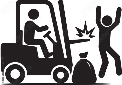 Forklift Accident Illustration Depicting Workplace Safety Violation and Potential Hazards