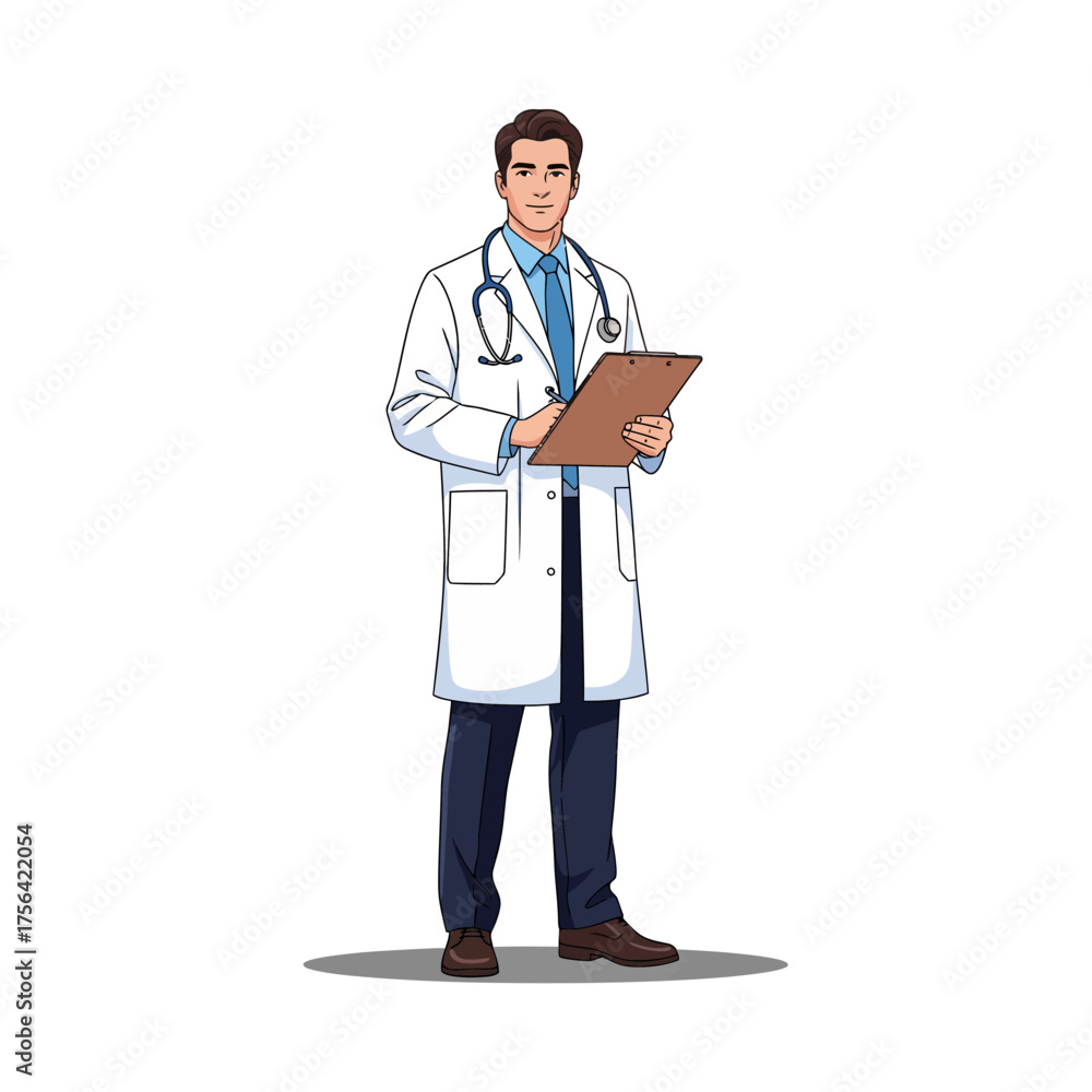 Fototapeta premium Doctor Holding Clipboard Vector