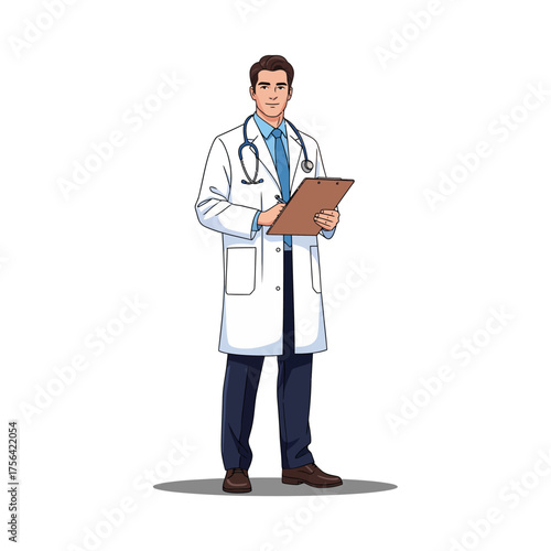 Doctor Holding Clipboard Vector