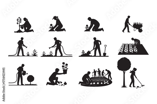 Stock photography terms for this image include a vector set of mother and daughter and mother and son silhouettes in traditional clothes, ideal for family and fashion design