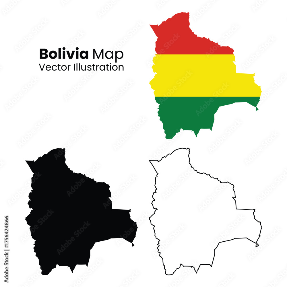 Fototapeta premium Bolivia map and flag vector illustration