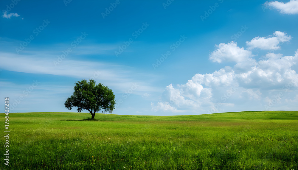 Fototapeta premium Landscape green backgrounds grassland.