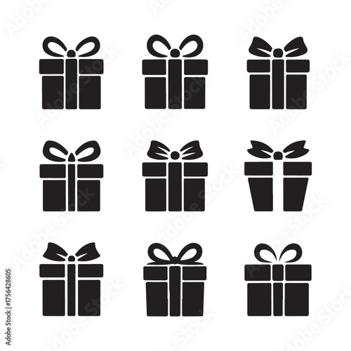 Set of colorful vector gift boxes with ribbons and decorations