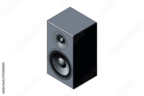 Modern studio monitor speaker realistic 3d rendering for audio production and sound design projects