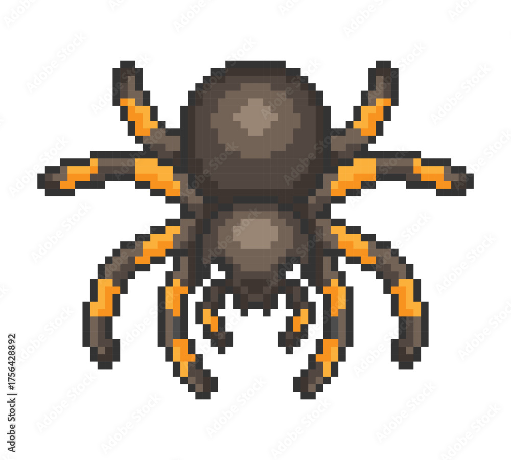 Obraz premium Pixel Art Spider Retro 8-Bit Tarantula Halloween Illustration