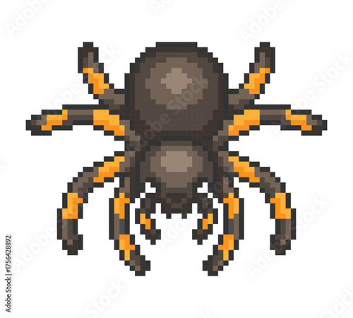 Pixel Art Spider Retro 8-Bit Tarantula Halloween Illustration