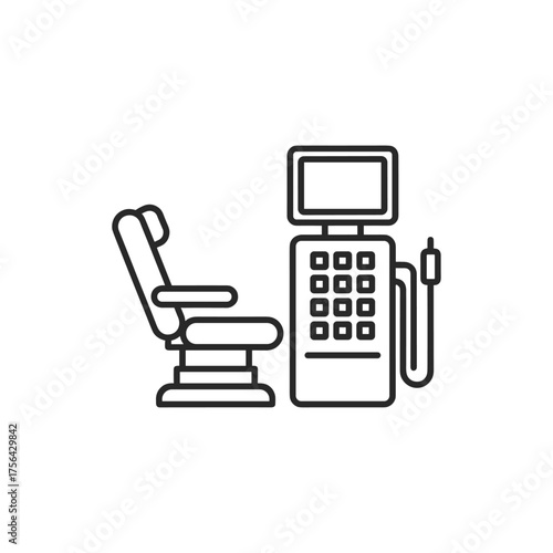 Dialysis machine, Medical equipment icon logo flat vector design